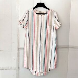 Cloth & Stone Striped Multicolor Dress SZ Medium Chic Preppy Beachy Coastal